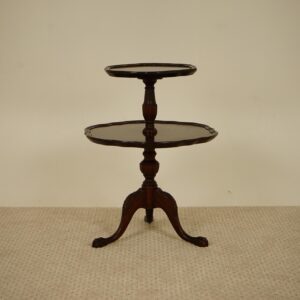 Vintage Carved Walnut Two Tiered Tea Table American !930 F- 1543