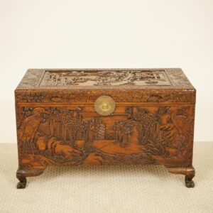 Intricately Carved Camphor Chest with lift out tray- China 1930 F-1538