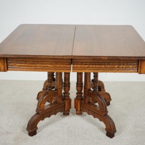 Antique Victorian Eastlake Ash  Dining Table & 2 Leaves American 1880 F-1571A