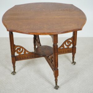 Antique American Quarter Sawn Oak Gateleg, Drop Leaf Table, Ball & Claw Foot F-1586