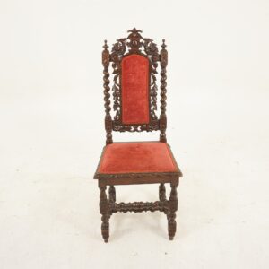 Antique Carved Oak Hall Chair, Scotland 1880, F-1205