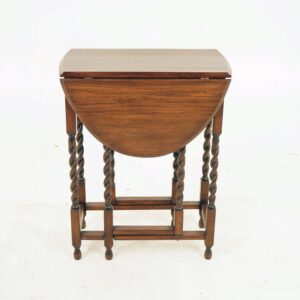 Oak Barley Twist Oval Gateleg , Drop Leaf Table Scotland 1920, F-1204