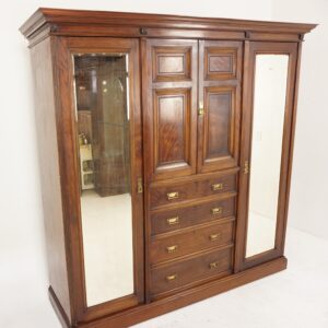 Antique Victorian Walnut Armoire, Wardrobe, Scotland 1870, F-959
