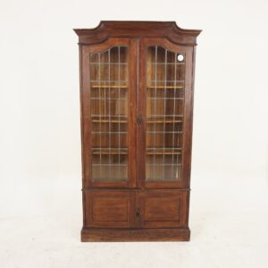 Antique Oak Arts &Crafts Leaded Glass Bookcase, Display Cabinet, Scotland 1910, F-1017