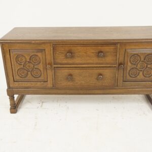 Vintage Solid Oak Sideboard, Dresser, Buffet, Scotland 1930 F-1157