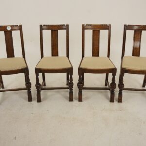 4 Art Deco Carved Dining Chairs, Lift out Seats, Scotland 1930 F-692