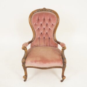 Antique Victorian Walnut Gentleman's Upholstered Armchair Scotland 1880 F-1152