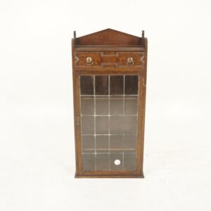 Vintage Tiger Oak Leaded Glass Bookcase, Scotland 1930 F-1103