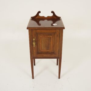 Antique Walnut Nightstand, Sheraton Revival Quality Inlaid Walnut Bedside Table, Antique Furniture, Scotland 1900,F-1084