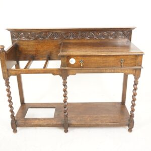 Antique Oak Barley Twist Carved Stick Stand, Scotland 1900, F-1022