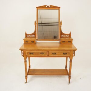 Antique Victorian Satinwood Inlaid Dressing Table, Vanity, Dresser Scotland 1880 F-1246