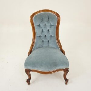 Antique Victorian Walnut Ladies Parlor Chair Button Back Scotland 1860 F-1250