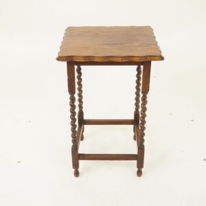 Vintage Oak Barley Twist Hall, Side Lamp Occasional Table Scotland 1920 F-1263
