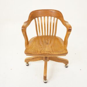 Antique Tiger Oak Swivel Tilt Office Chair by H Krug Canada 1920 F-1245