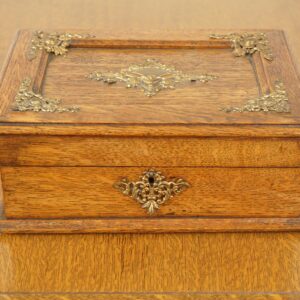 Antique Oak Brass Mounted Bridge Card Box Scotland 1900 F-1256