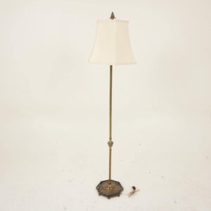 Vintage Brass Floor Lamp with Shade Canada 1940 F-1223