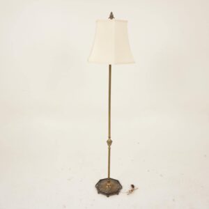 Vintage Brass Floor Lamp with Shade Canada 1940 F-1223