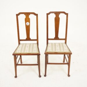 Pair of Edwardian Walnut Bedroom Chairs, Scotland 1910, F-067