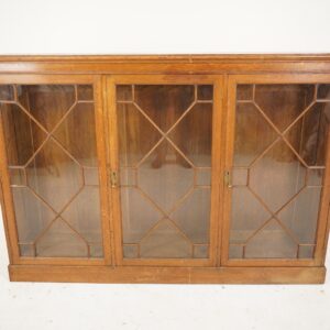Antique Arts + Crafts 3 Door Oak Bookcase, Display Cabinet, Scotland 1910, F-748