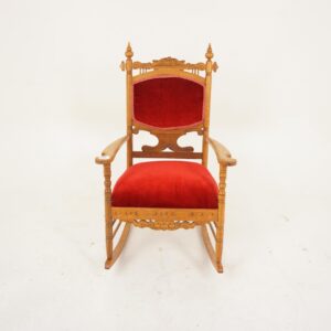 Antique Carved Oak Rocking Chair American 1900 F-897