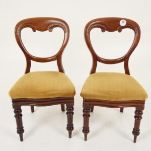 Antique Victorian Walnut Dining Chairs - Scotland 1880 - Balloon Back Pair