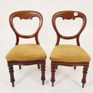 Antique Victorian Walnut Dining Chairs - Scotland 1880 - Balloon Back Pair
