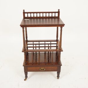 Antique Victorian Walnut Canterbury, What Not Paper Rack, Scotland 1870, F-971