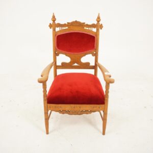 American Antique Oak Upholstered Eastlake Style Arm Chair 1890 F-890