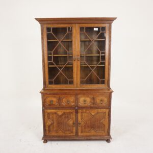 Antique Victorian Oak Cabinet Bookcase, Display Cabinet, “John Taylor Edinburgh”, Scotland 1890, F-961