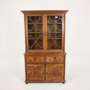 Antique Victorian Oak Cabinet Bookcase, Display Cabinet, “John Taylor Edinburgh”, Scotland 1890, F-961
