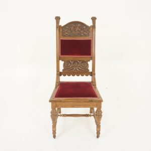 Antique American Carved Oak Hall, Desk, Occasional Chair, America 1900, F-1194