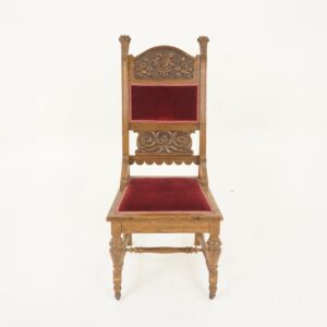 Antique American Carved Oak Hall, Desk, Occasional Chair, America 1900, F-1194