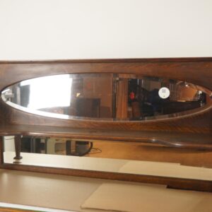 Tiger Oak Overmantle Oval Beveled Mirror Mission, America 1920, F-700