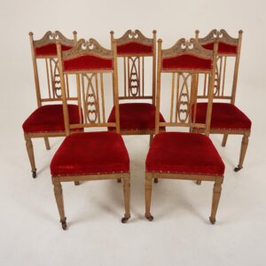 Set of 5 Oak Art Nouveau, Arts & Crafts Dining Chairs, Scotland 1900, F-1013