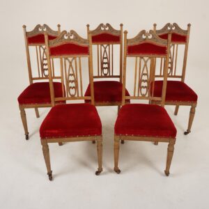 Set of 5 Oak Art Nouveau, Arts & Crafts Dining Chairs, Scotland 1900, F-1013