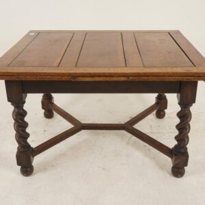 Antique Solid Oak Barley Twist Pull out Dining Table, Refectory Table Scotland 1910 F-963