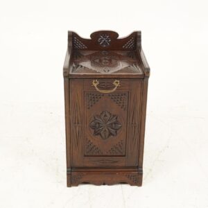 Antique Chipped Carved Coal Box, Scuttle Box, Purdonium, Scotland 1880, F-268
