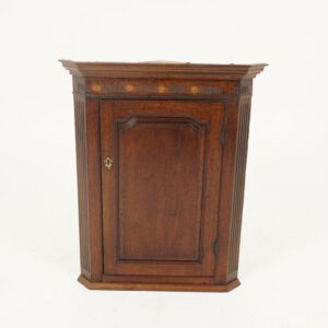 Antique Hanging Corner Cabinet, Georgian, Inlaid, Oak, Scotland 1830, F-263