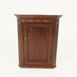 Antique Hanging Corner Cabinet, Georgian, Inlaid, Oak, Scotland 1830, F-263