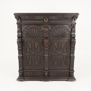 Antique French Carved Oak 19th Century Hall Cabinet, Side Cabinet, France 1880, F-068