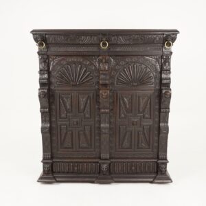 Antique French Carved Oak 19th Century Hall Cabinet, Side Cabinet, France 1880, F-068