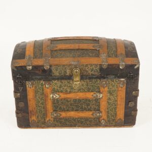Antique Oak & Metal Dome Topped Trunk, Chest, American 1920, F-113