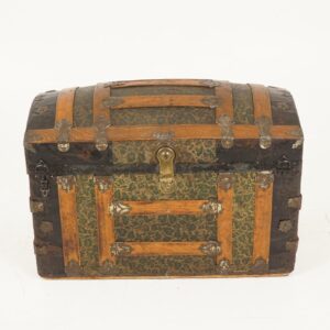 Antique Oak & Metal Dome Topped Trunk, Chest, American 1920, F-113