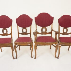 4 Antique Tiger Oak American Dining Chairs, Upholstered Seats, 3 + 1, America 1910, F-1198
