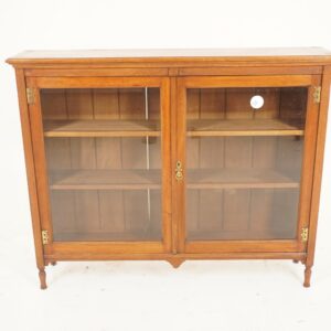 Antique Arts &Crafts Walnut Bookcase,Display Cabinet,Beveled Glass, Scotland1890 F-1010