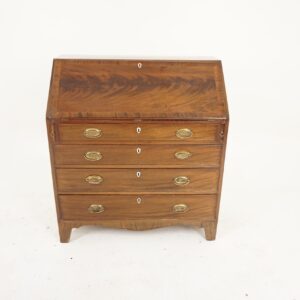 Antique Figured Walnut Inlaid Bureau Writing Desk, Scotland 1810 F-1166