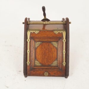 Antique Coal Box, Hod, Oak & Brass, Shovel, Metal Liner, Scotland 1890, F-139