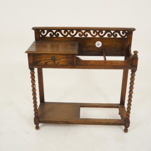 Vintage Oak Arts + Crafts Hall Stick, Umbrella Stand, Bobbin Leg, Scotland 1930 F- 867