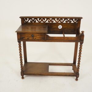 Vintage Oak Arts + Crafts Hall Stick, Umbrella Stand, Bobbin Leg, Scotland 1930 F- 867