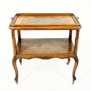 Vintage Inlaid Walnut Tea Trolley, Cart, Bar Cart/Tray, France 1930, F-387